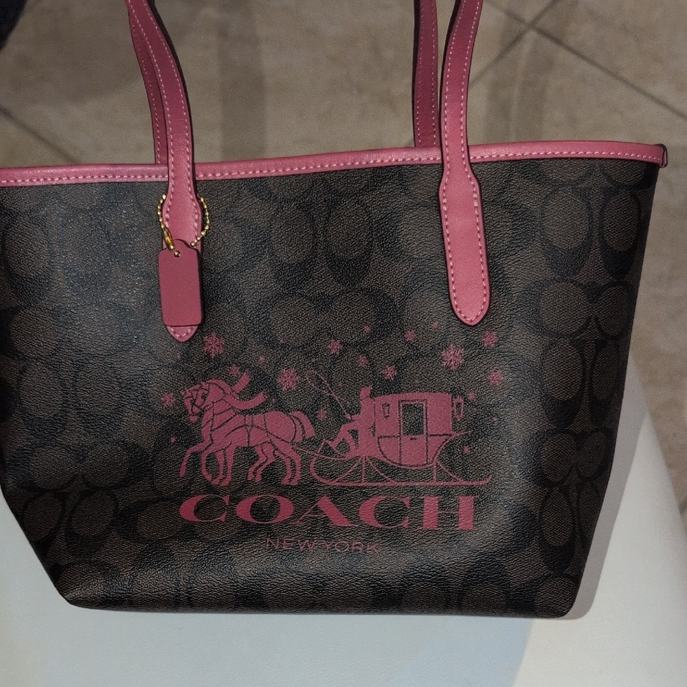 Coach Signature Mini Tote With Rouge Leather Trim And Logo CM183 - Picture 15 of 15
